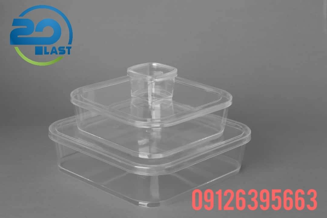 فروش ظروف بسته بندی درب دار کریستالی با درب فیکس