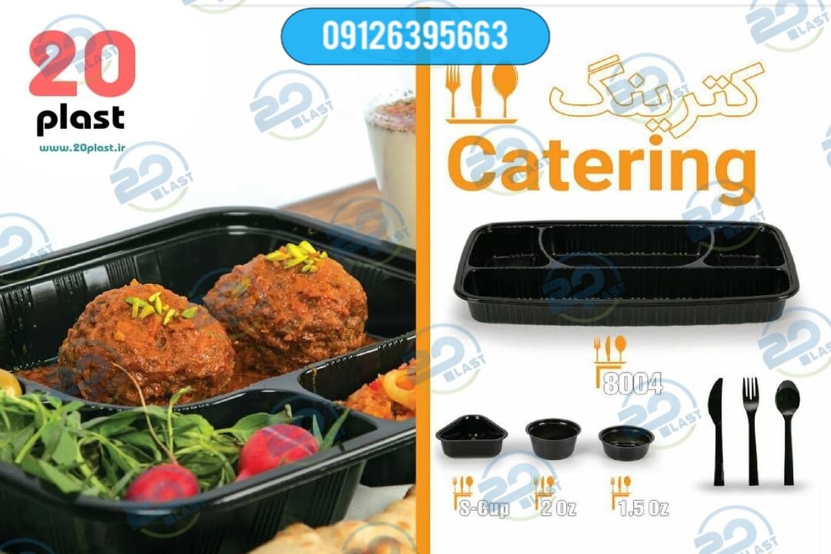 ظروف یکبار مصرف چند قسمتی مشکی با درب