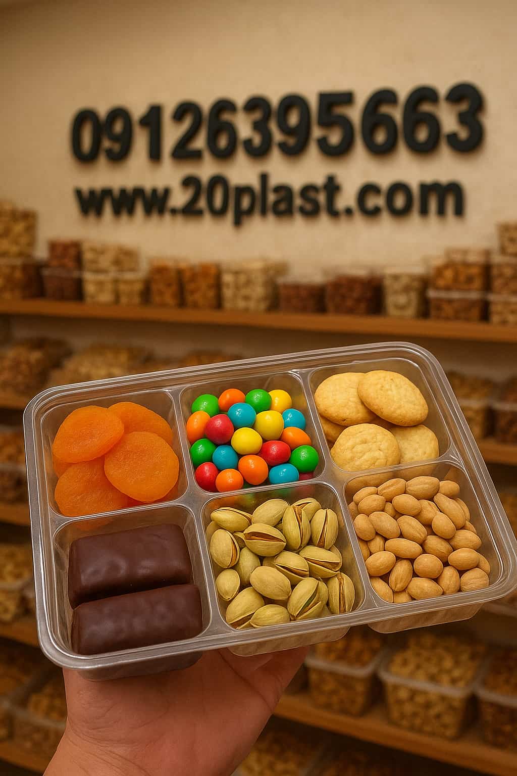 ظروف یکبار مصرف کریستالی برای فروش آجیل و شکلات هدیهای